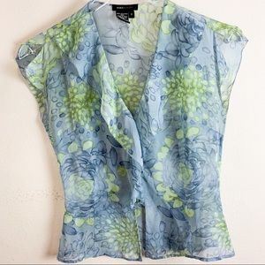 BCBGMazria 100% Silk Floral Blouse Top